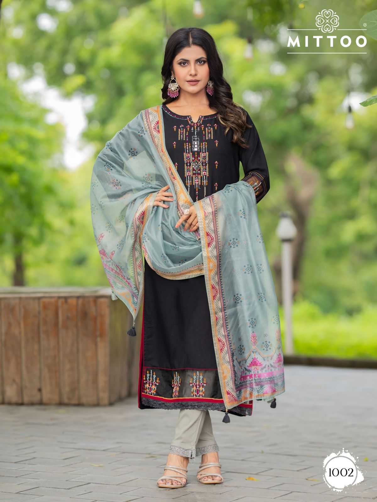 mittoo kaaina rayon weaving thread work fullstitch plus size suits