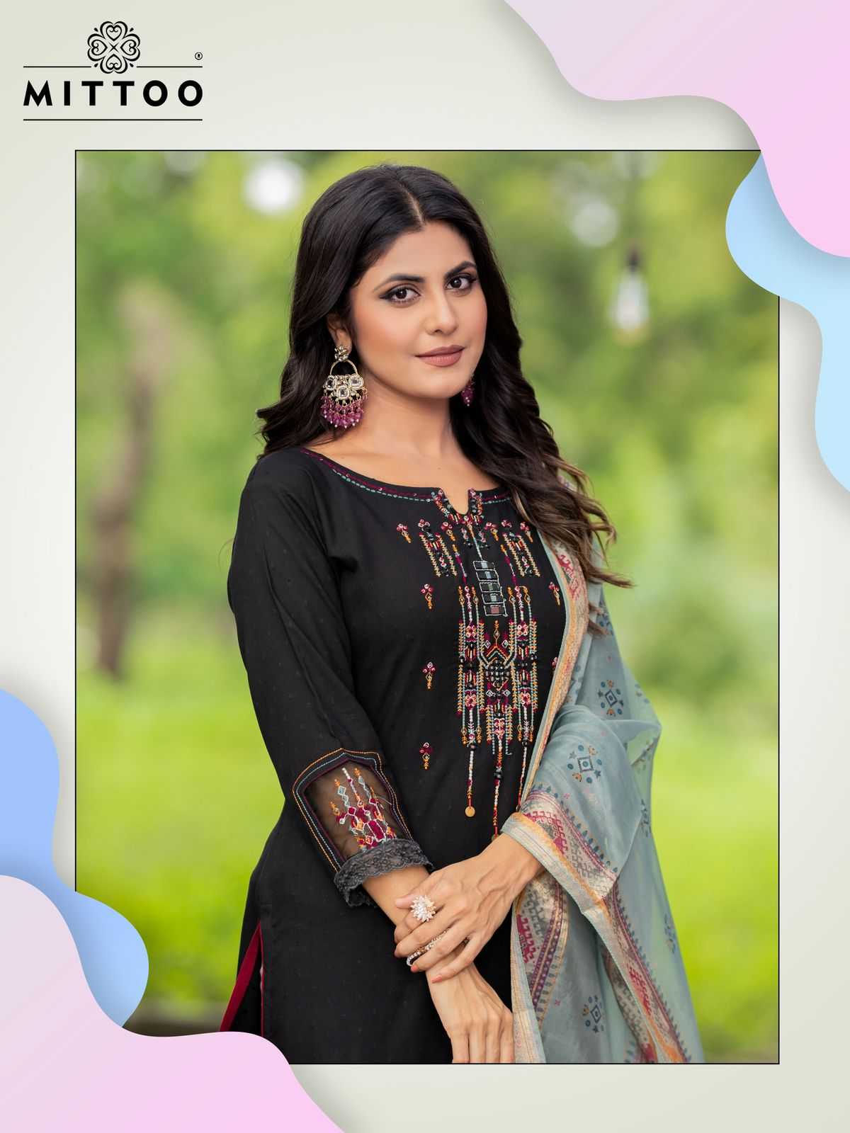 mittoo kaaina rayon weaving thread work fullstitch plus size suits