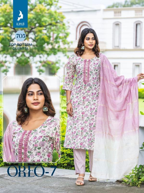 kaya oreo vol 7 fullstitch big size rayon kurti pant with dupatta