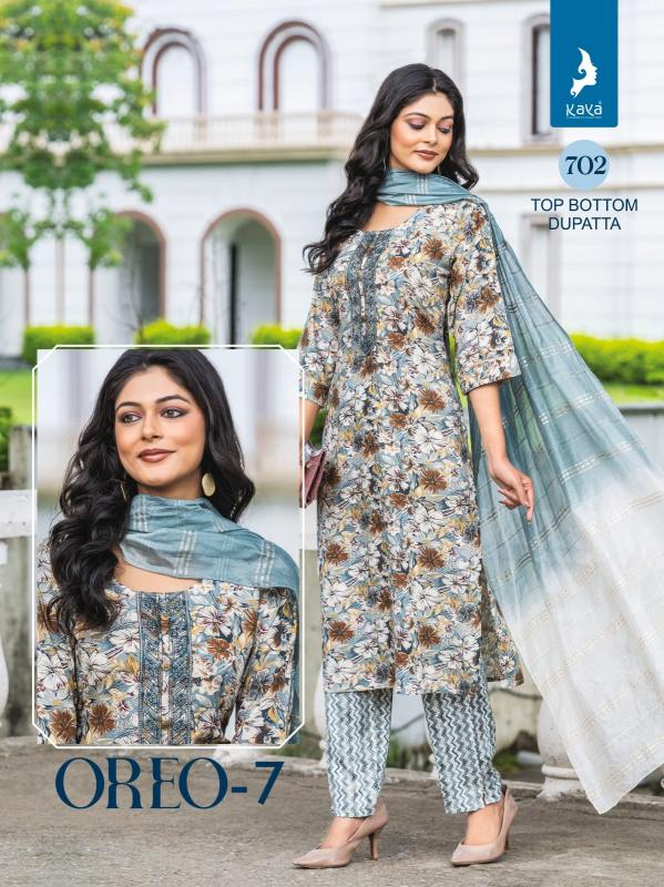 kaya oreo vol 7 fullstitch big size rayon kurti pant with dupatta
