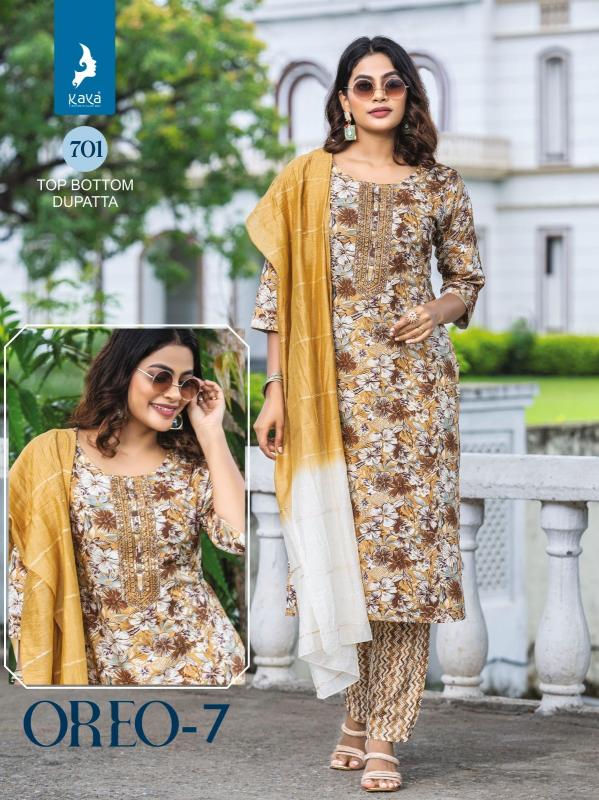 kaya oreo vol 7 fullstitch big size rayon kurti pant with dupatta