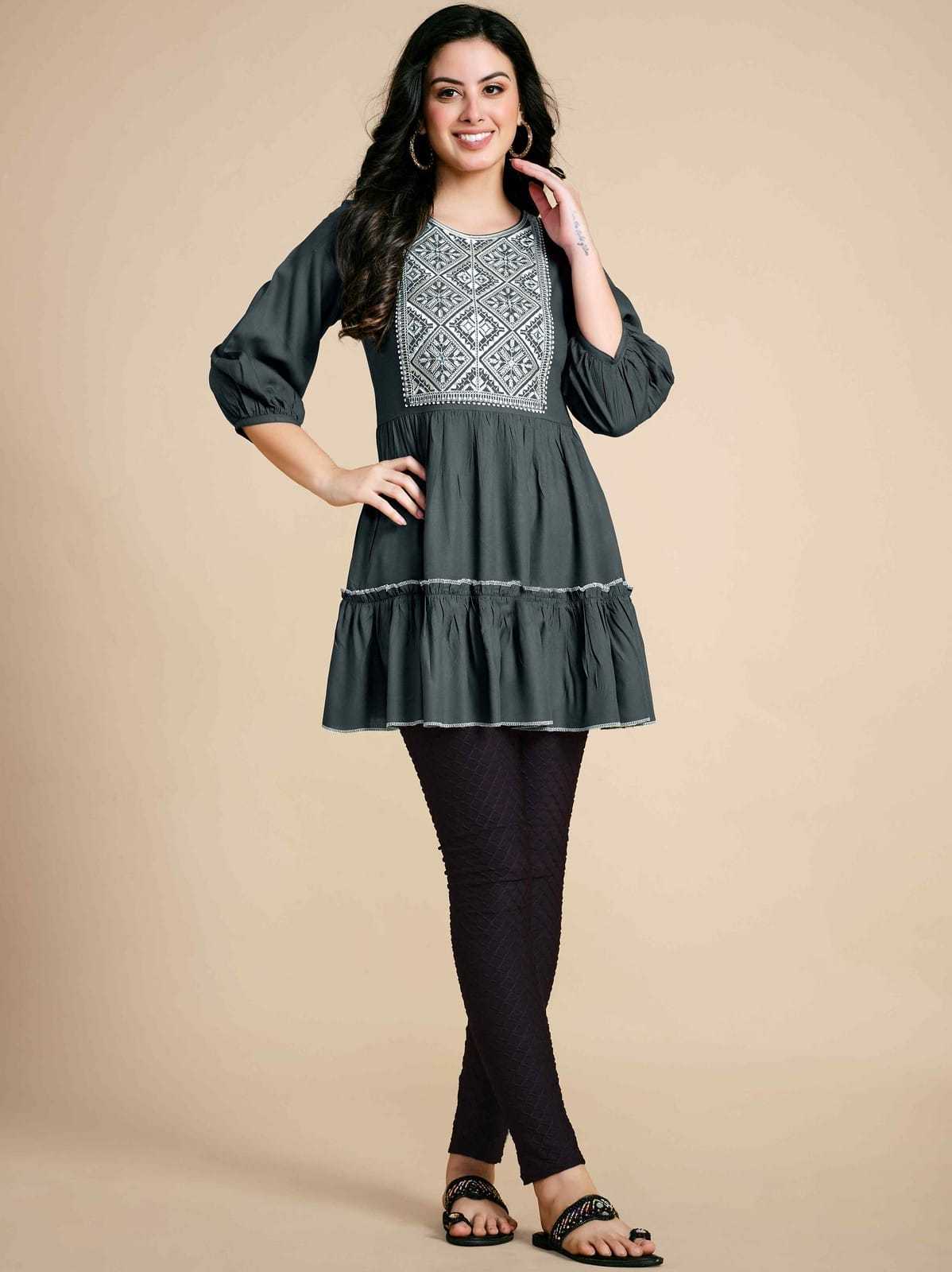 PR 9STAR NEW LUNCHING SWEET EMBRODERY WORK RAYON PLUS SIZE READYMADE KURTI