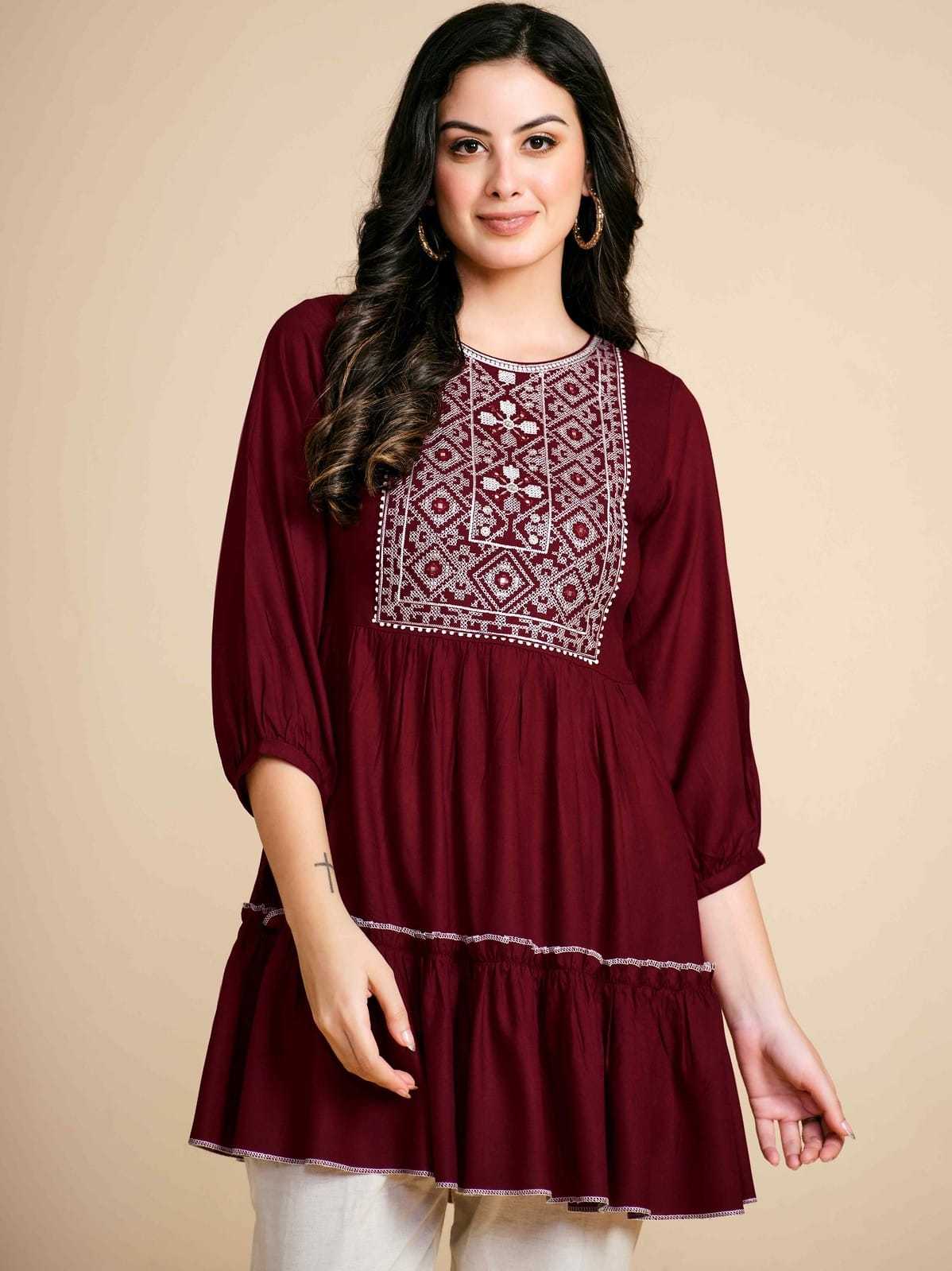 PR 9STAR NEW LUNCHING SWEET EMBRODERY WORK RAYON PLUS SIZE READYMADE KURTI