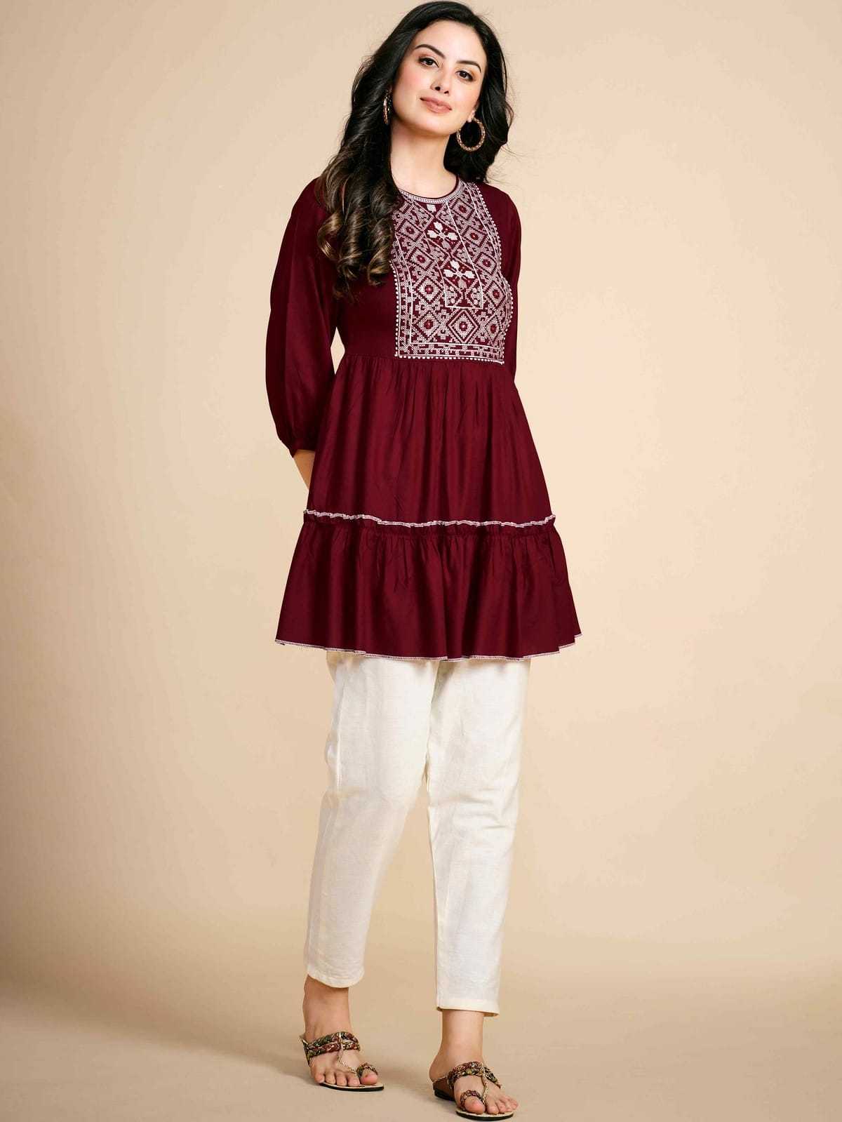 PR 9STAR NEW LUNCHING SWEET EMBRODERY WORK RAYON PLUS SIZE READYMADE KURTI