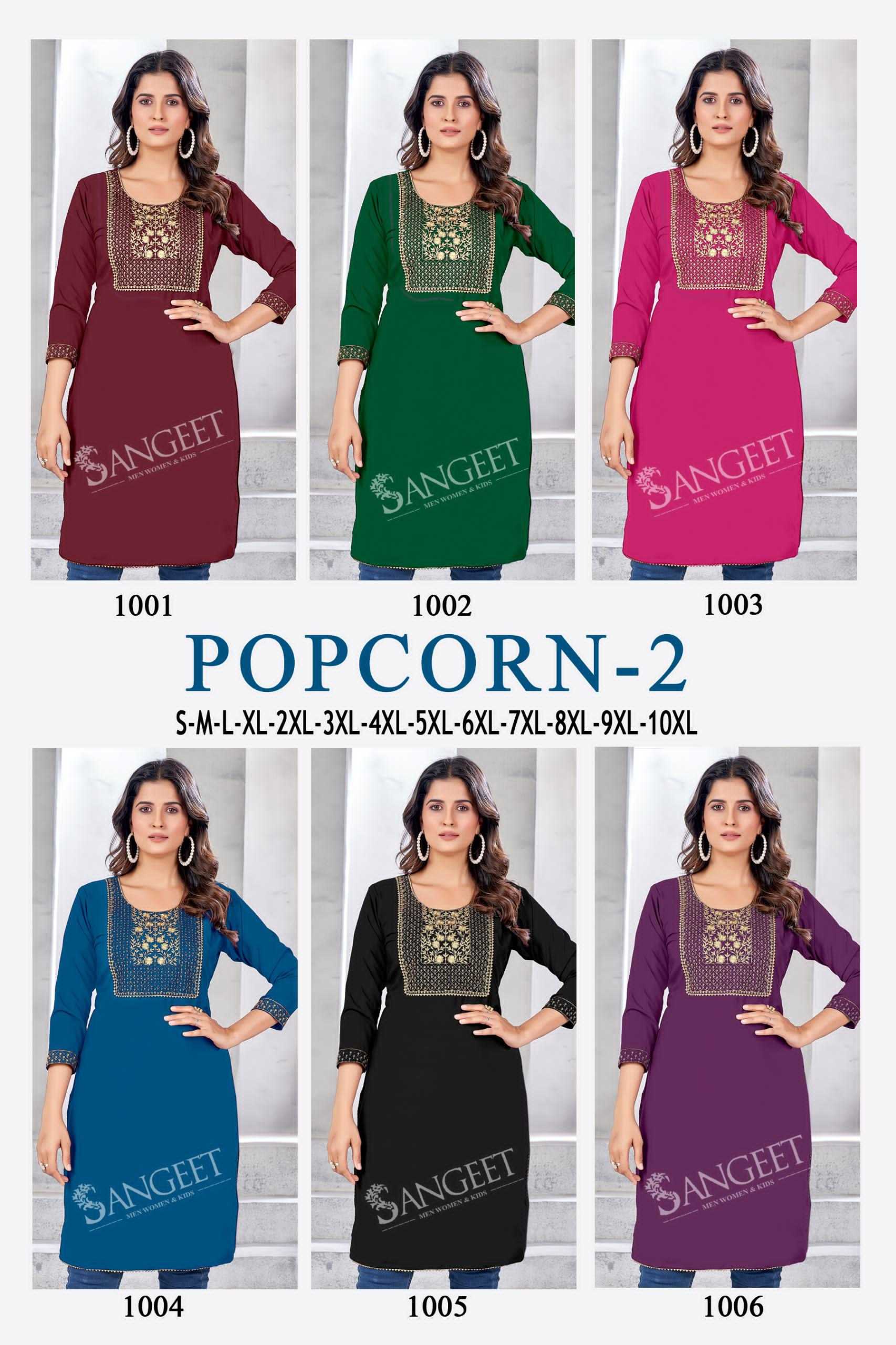 pr popcorn vol 2 gold embroidery fullstitch rayon big size long kurtis