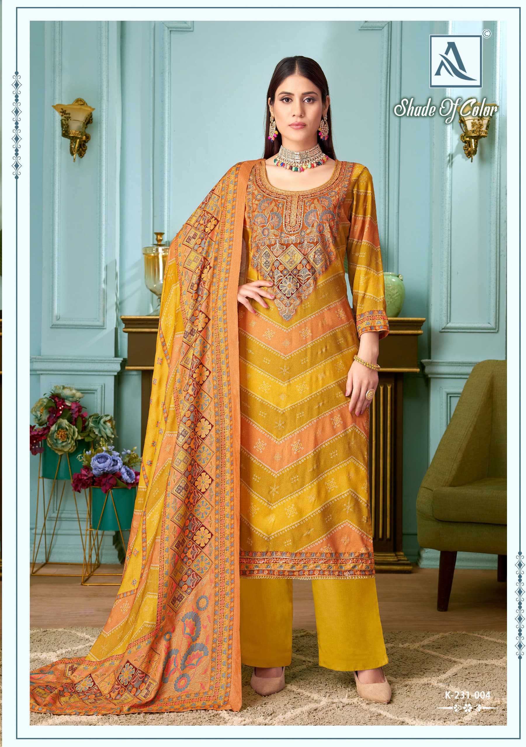 alok shade of color viscose pashmina new trendy pakistani unstitch suit 