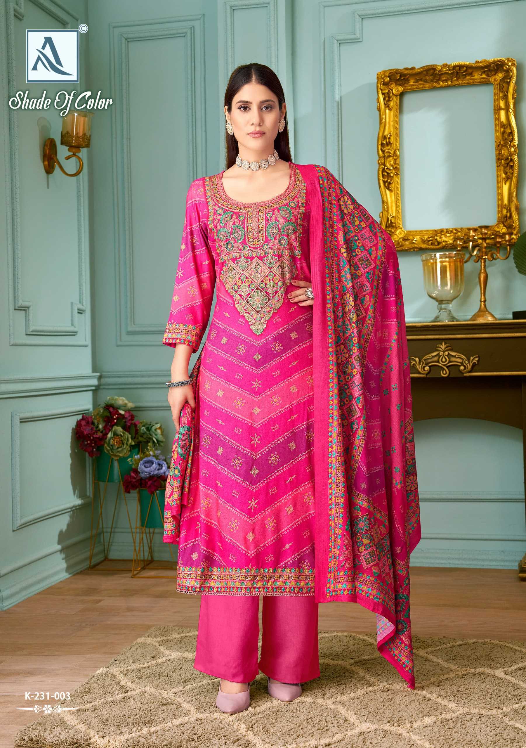 alok shade of color viscose pashmina new trendy pakistani unstitch suit 