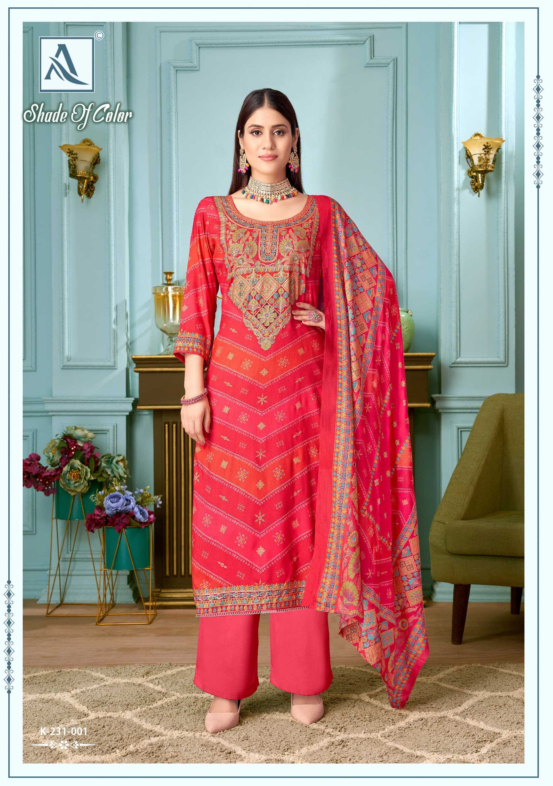 alok shade of color viscose pashmina new trendy pakistani unstitch suit 
