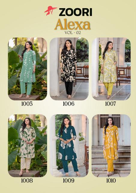 zoori launch alexa vol 2 rayon fully stitch white two piece sets 