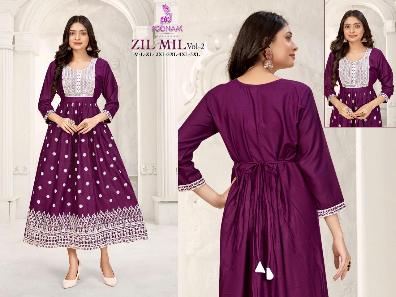 zil mil vol 2 by poonam designer full stitch plus size cool and comfort ladies gown 