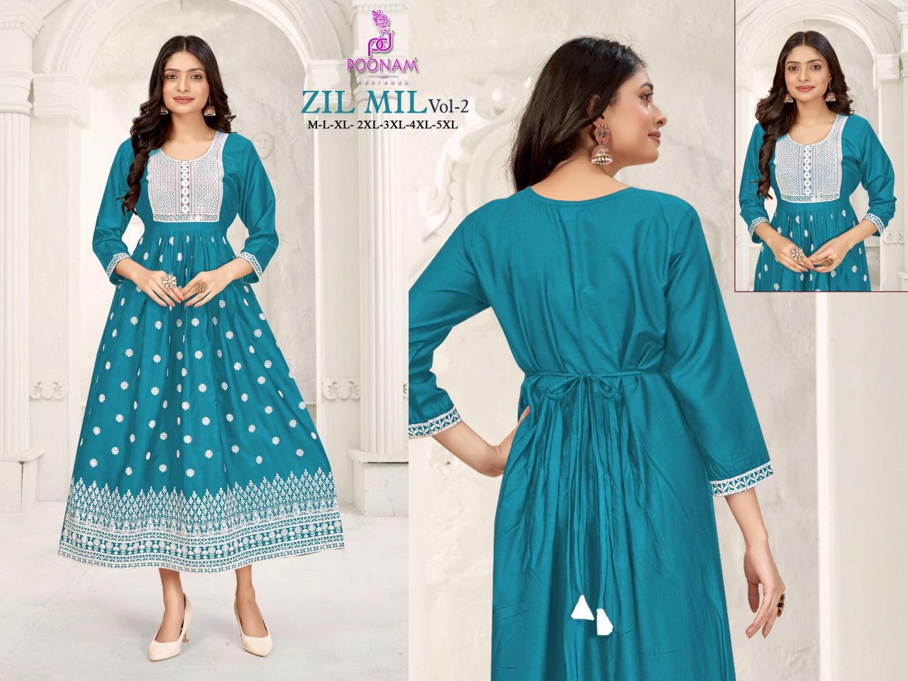 zil mil vol 2 by poonam designer full stitch plus size cool and comfort ladies gown 