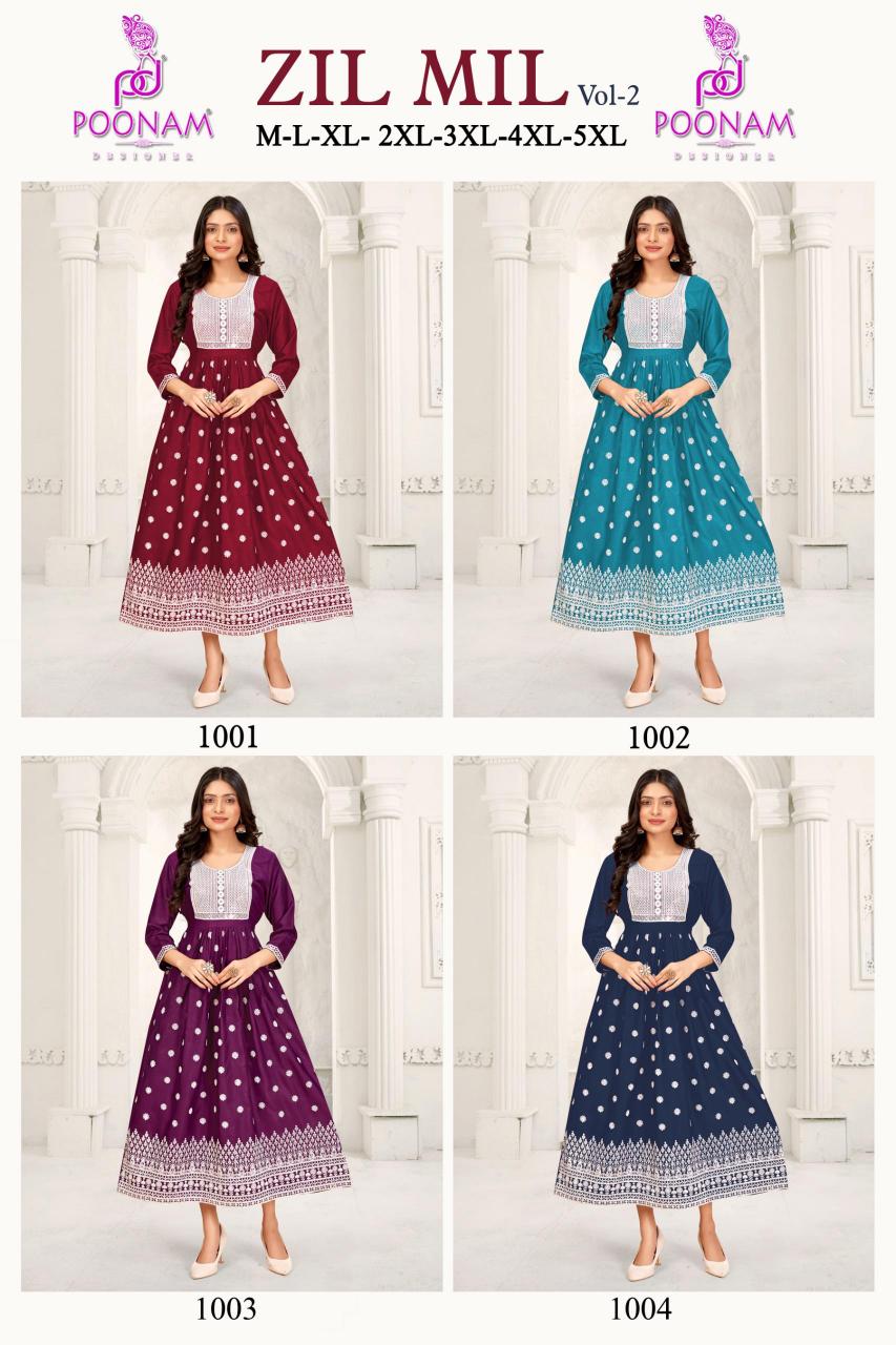 zil mil vol 2 by poonam designer full stitch plus size cool and comfort ladies gown 