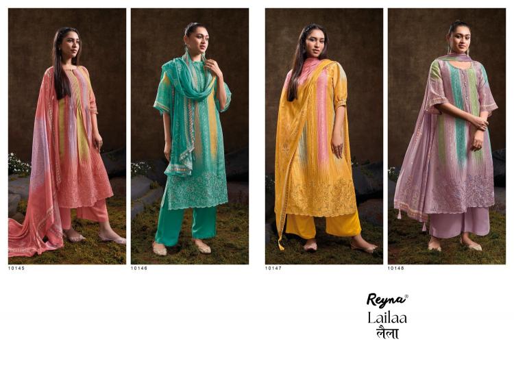 lailaa by reyna unique style print vintage silk ladies suits