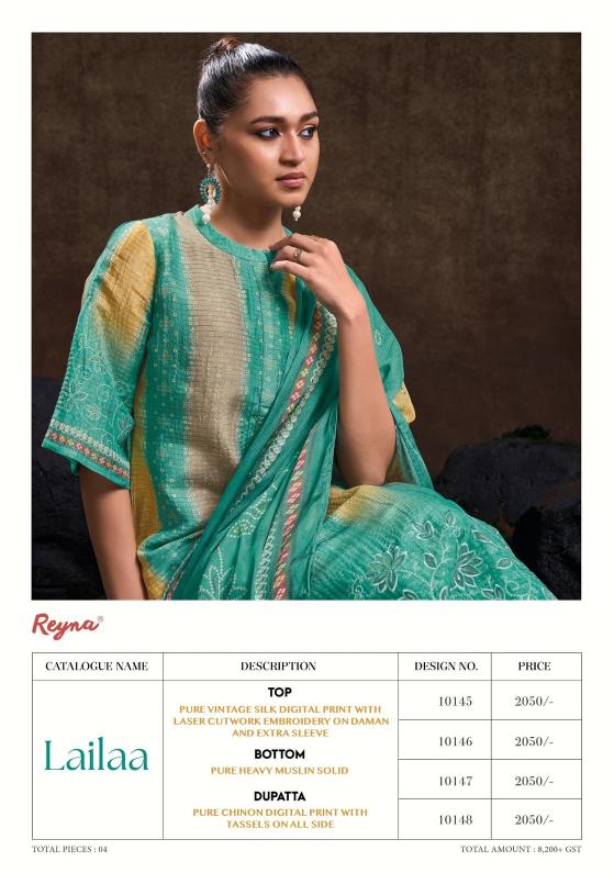 lailaa by reyna unique style print vintage silk ladies suits