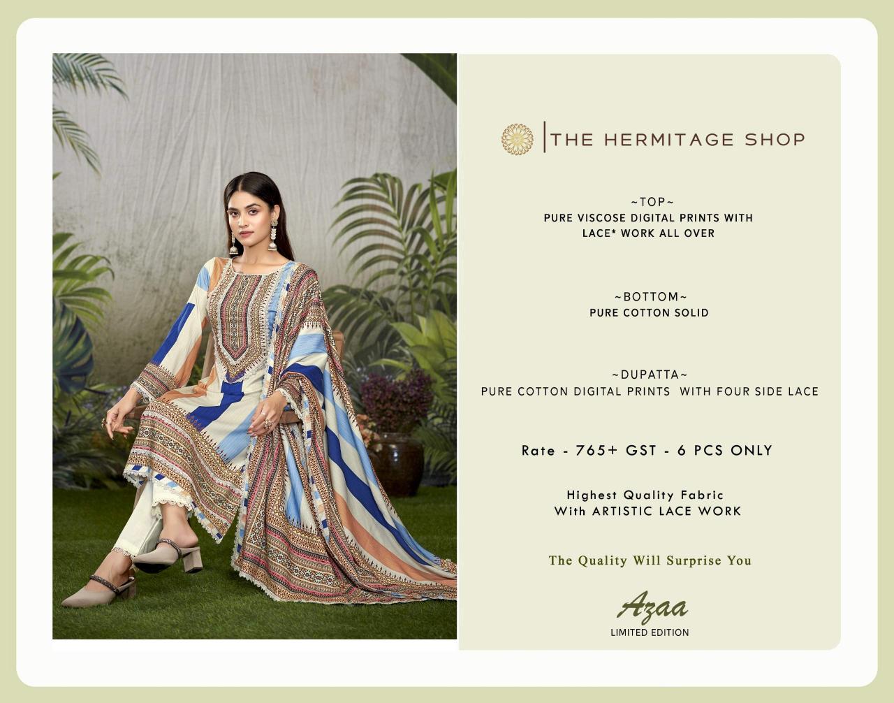 azaa vol 2 by the hermitage shop digital print viscose pakistani salwar kameez 