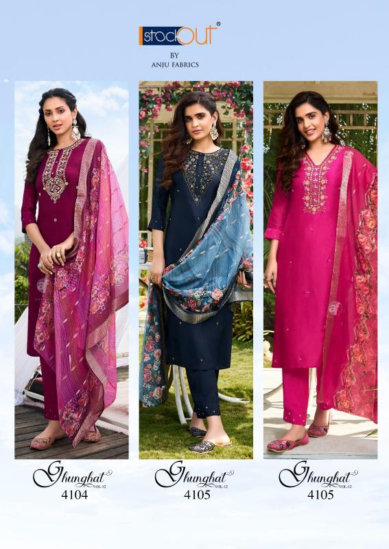 ghunghat vol 12 by anju fab dola silk full stitch fashionable plus size 3pcs dress