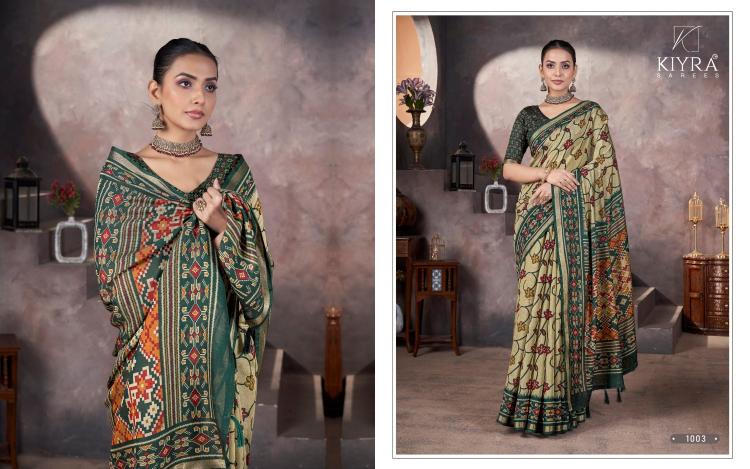 kiyra launch anzeer gorgeous look chanderi fancy saree wholesaler 