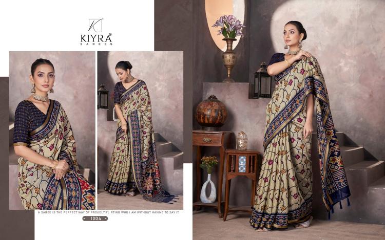 kiyra launch anzeer gorgeous look chanderi fancy saree wholesaler 