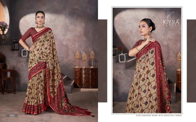 kiyra launch anzeer gorgeous look chanderi fancy saree wholesaler 