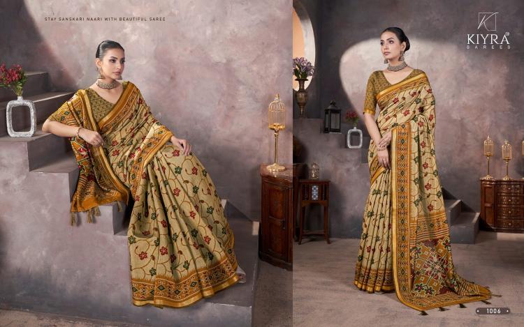 kiyra launch anzeer gorgeous look chanderi fancy saree wholesaler 