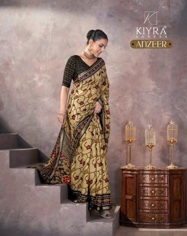 kiyra launch anzeer gorgeous look chanderi fancy saree wholesaler 