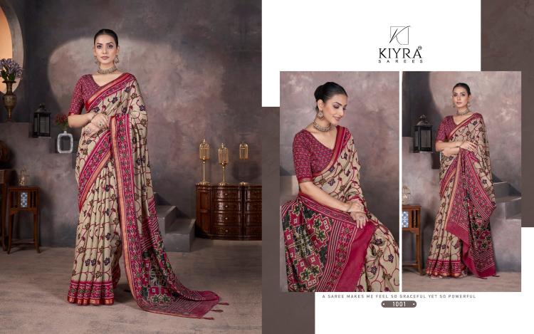 kiyra launch anzeer gorgeous look chanderi fancy saree wholesaler 