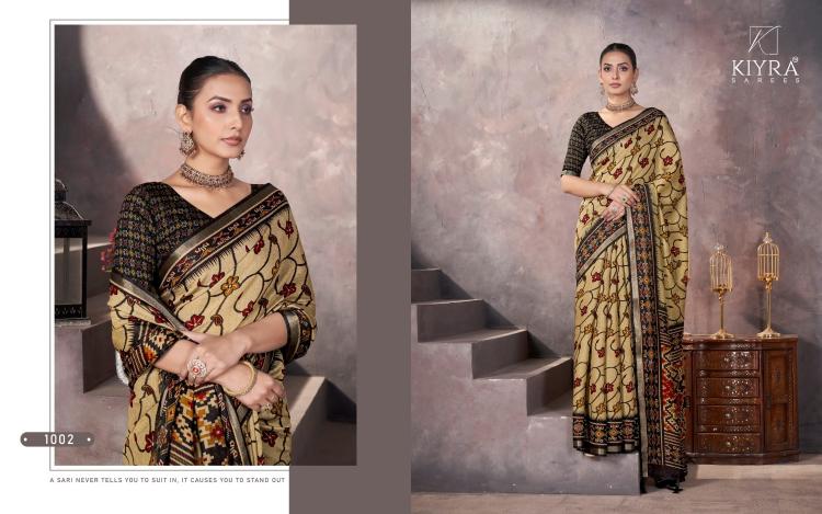 kiyra launch anzeer gorgeous look chanderi fancy saree wholesaler 