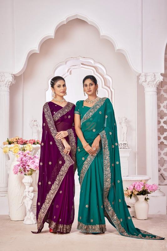 1999 by jayshree unique colours georgette party wear saree for ladies 