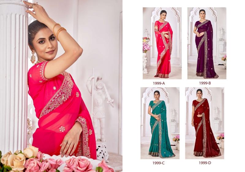 1999 by jayshree unique colours georgette party wear saree for ladies 