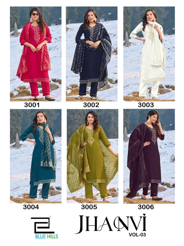 blue hills jhanvi vol 3 full stitch classic look roman silk big size salwar suit set online 