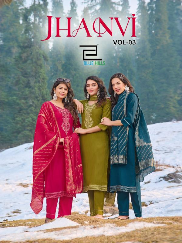 blue hills jhanvi vol 3 full stitch classic look roman silk big size salwar suit set online 