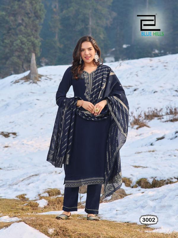 blue hills jhanvi vol 3 full stitch classic look roman silk big size salwar suit set online 