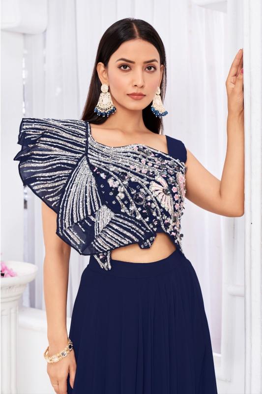 angel 2909 by jivora georgette fashionable design full stitch crop top supplier 