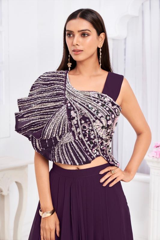 angel 2909 by jivora georgette fashionable design full stitch crop top supplier 