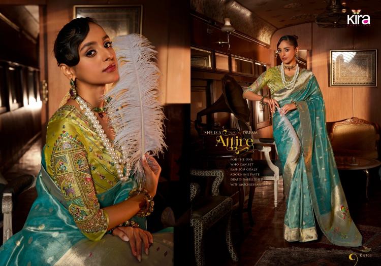 koski by kira creation viscose tisuue 6701-6706 series unique colours saree wholesaler 
