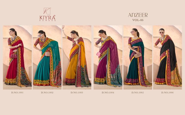 kiyra anzeer vol 5 chanderi amazing work stylish saree with blouse 