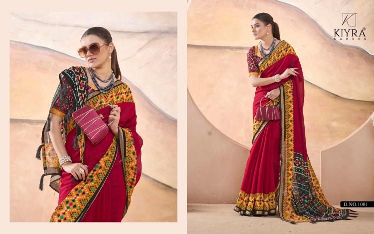 kiyra anzeer vol 5 chanderi amazing work stylish saree with blouse 