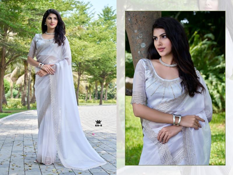 826a-826f by mehek raina silk handwork jarkan work luxurious sarees for women
