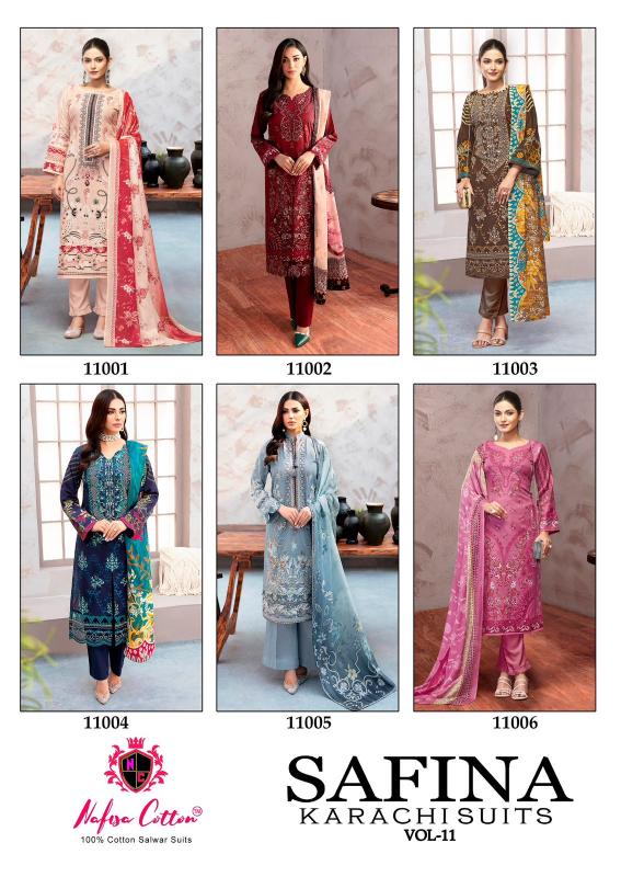 safina vol 11 by nafisa cotton hit design pakistani dress material online 
