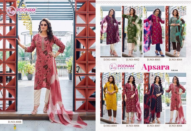 apsara vol 4 by poonam creation readymade discharge foil unique colours suits 