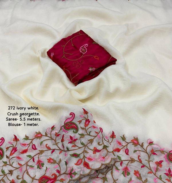 pr kc 272 kashmiri white crush georgette latest saree design 2025