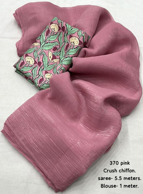 pr kc 370 crush chiffon vol 2 daily wear hit design saree with blouse 