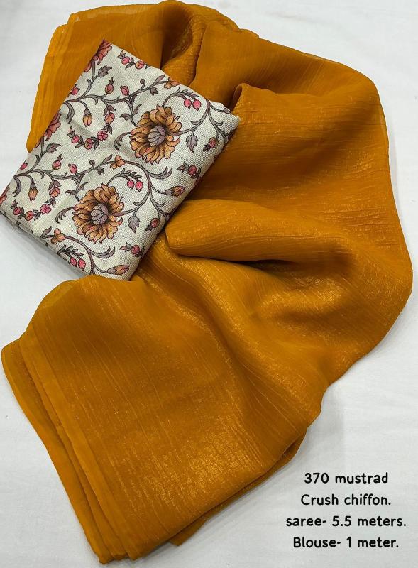pr kc 370 crush chiffon vol 2 daily wear hit design saree with blouse 