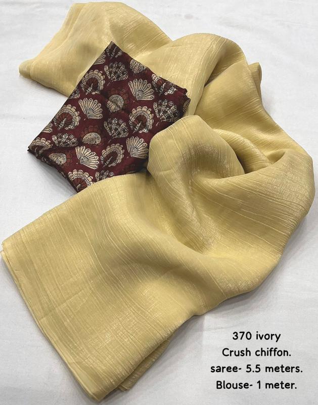 pr kc 370 crush chiffon vol 2 daily wear hit design saree with blouse 