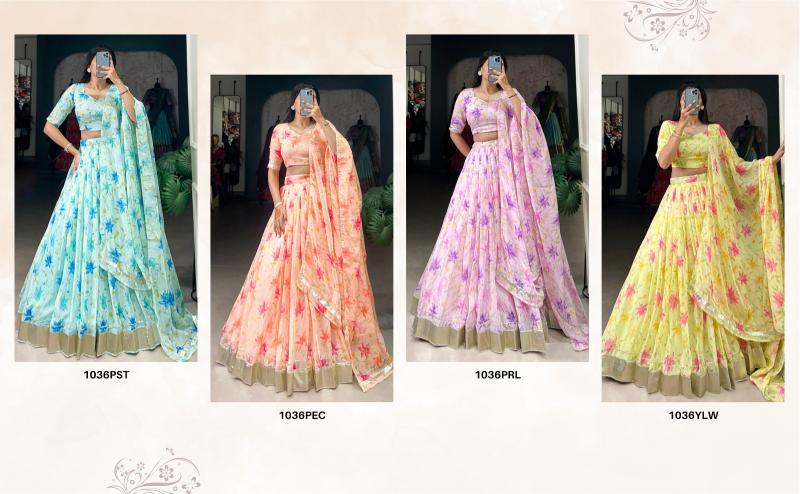 pr lnb1036 floral print readymade tabby silk half saree festive chaniya choli 