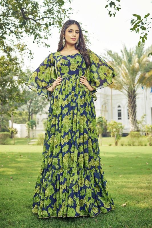 pr maahi popular design fully stitch georgette anarkali long gown exports 