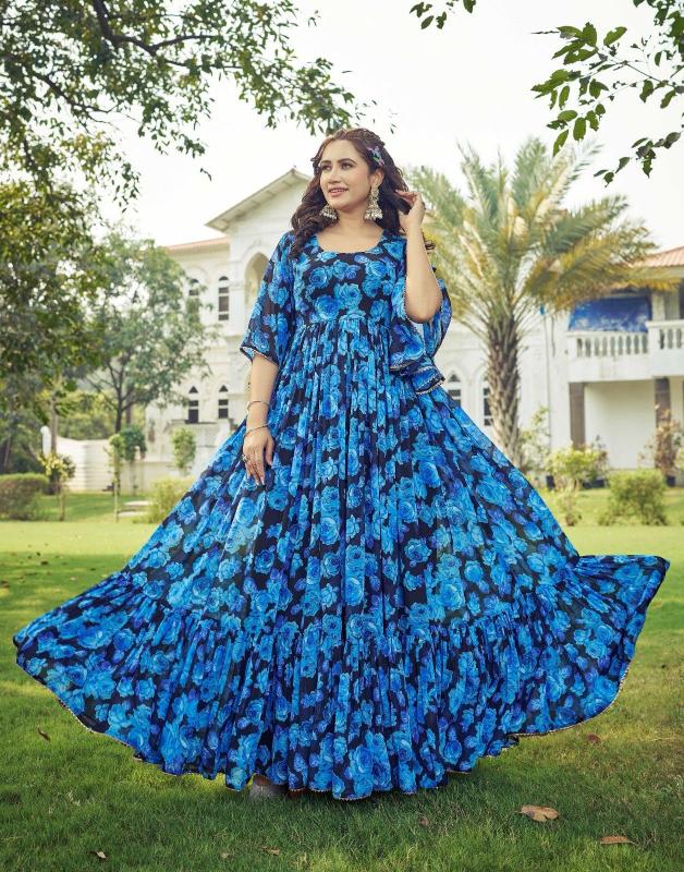 pr maahi popular design fully stitch georgette anarkali long gown exports 