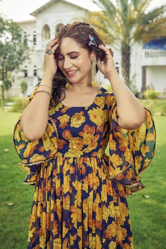 pr maahi popular design fully stitch georgette anarkali long gown exports 