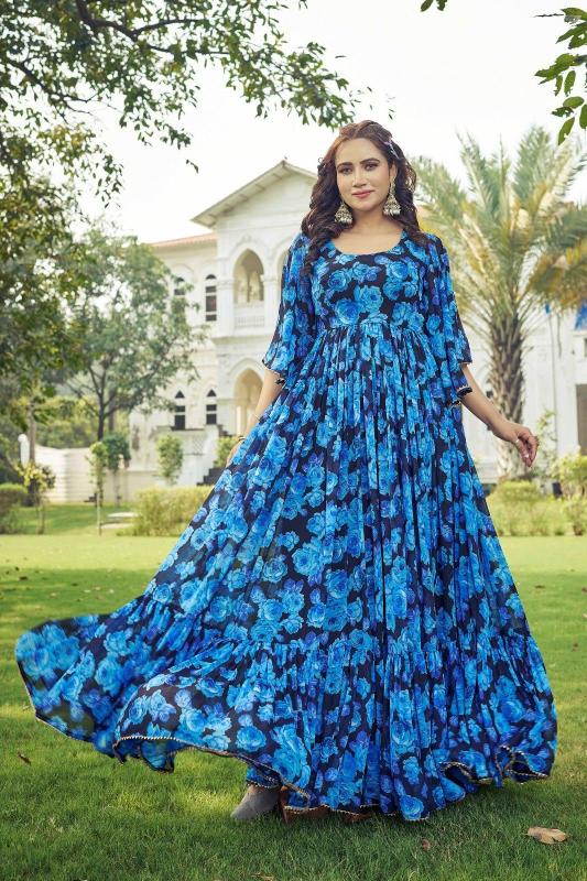 pr maahi popular design fully stitch georgette anarkali long gown exports 