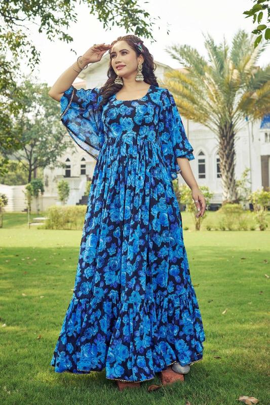 pr maahi popular design fully stitch georgette anarkali long gown exports 